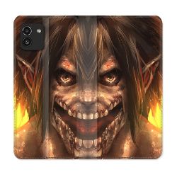 Housse Cuir Portefeuille pour Samsung Galaxy A03 Manga Attaque Titans Eren Titan