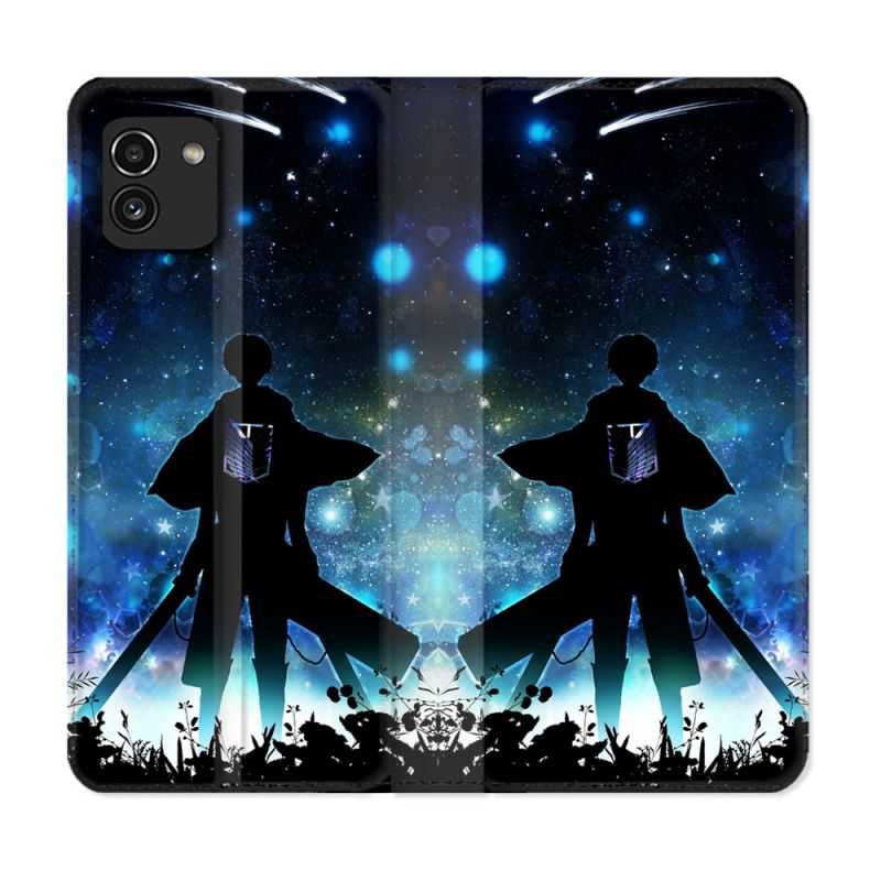 Housse Cuir Portefeuille pour Samsung Galaxy A03 Manga Attaque Titans Levi
