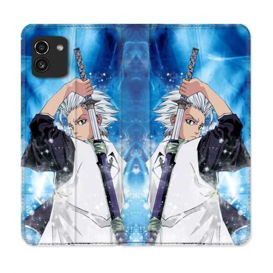Housse Cuir Portefeuille pour Samsung Galaxy A03 Manga Bleach Hitsugaya