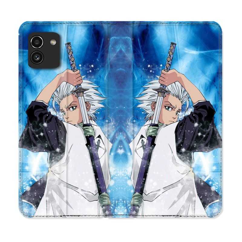 Housse Cuir Portefeuille pour Samsung Galaxy A03 Manga Bleach Hitsugaya