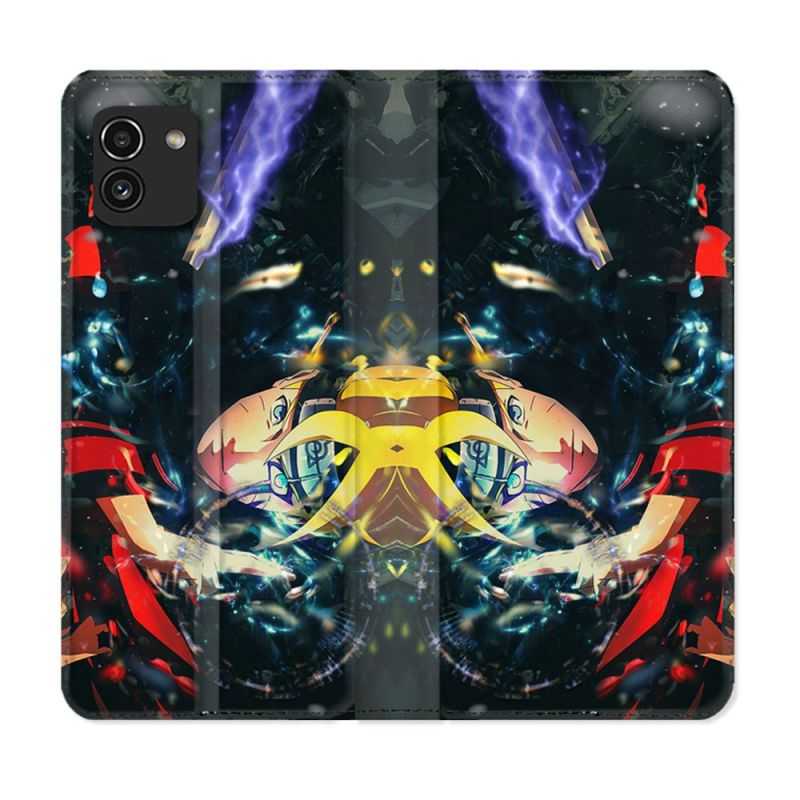 Housse Cuir Portefeuille pour Samsung Galaxy A03 Manga Boruto Eclair