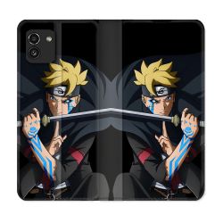 Housse Cuir Portefeuille pour Samsung Galaxy A03 Manga Boruto Tatouage