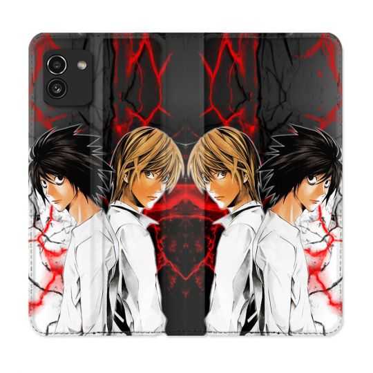 Housse Cuir Portefeuille pour Samsung Galaxy A03 Manga Death Note Duo