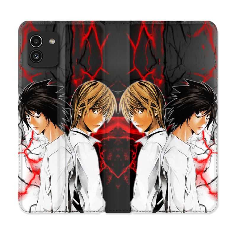 Housse Cuir Portefeuille pour Samsung Galaxy A03 Manga Death Note Duo