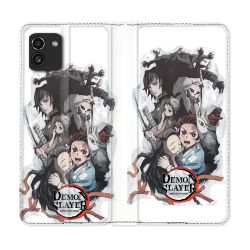 Housse Cuir Portefeuille pour Samsung Galaxy A03 Manga Demon Slayer Blanc