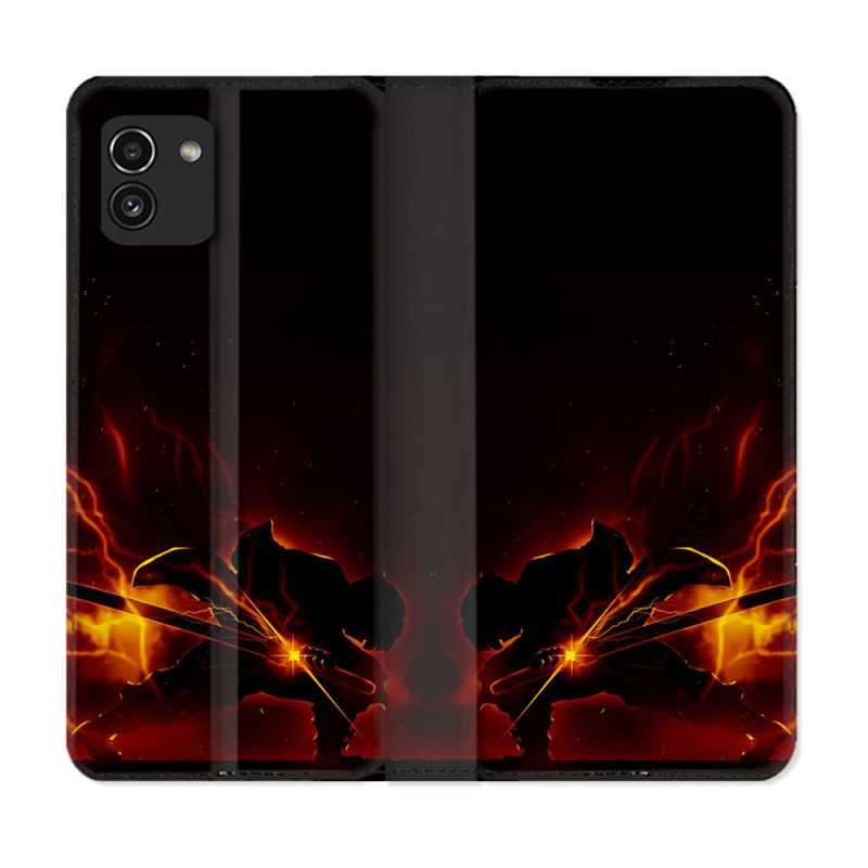 Housse Cuir Portefeuille pour Samsung Galaxy A03 Manga Demon Slayer Electric