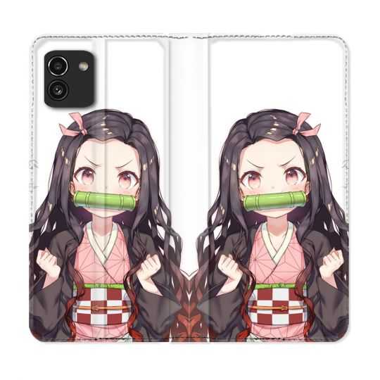 Housse Cuir Portefeuille pour Samsung Galaxy A03 Manga Demon Slayer Nezuko
