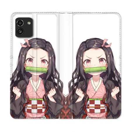 Housse Cuir Portefeuille pour Samsung Galaxy A03 Manga Demon Slayer Nezuko