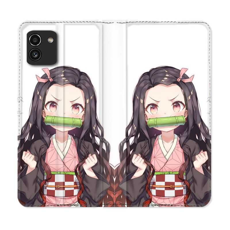 Housse Cuir Portefeuille pour Samsung Galaxy A03 Manga Demon Slayer Nezuko
