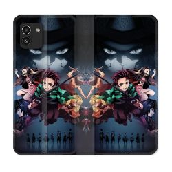 Housse Cuir Portefeuille pour Samsung Galaxy A03 Manga Demon Slayer Noir