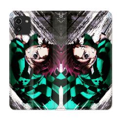Housse Cuir Portefeuille pour Samsung Galaxy A03 Manga Demon Slayer Tanjiro