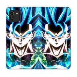 Housse Cuir Portefeuille pour Samsung Galaxy A03 Manga Dragon Ball Gogeta Visage
