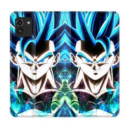 Housse Cuir Portefeuille pour Samsung Galaxy A03 Manga Dragon Ball Gogeta Visage