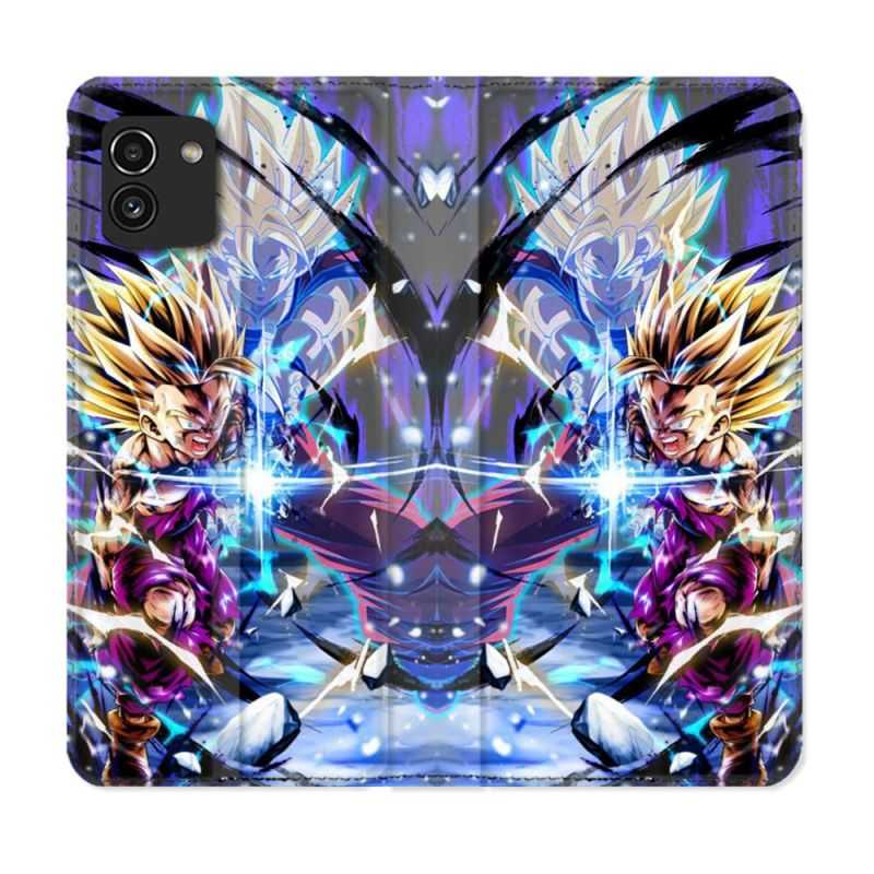 Housse Cuir Portefeuille pour Samsung Galaxy A03 Manga Dragon Ball Sangohan Duo