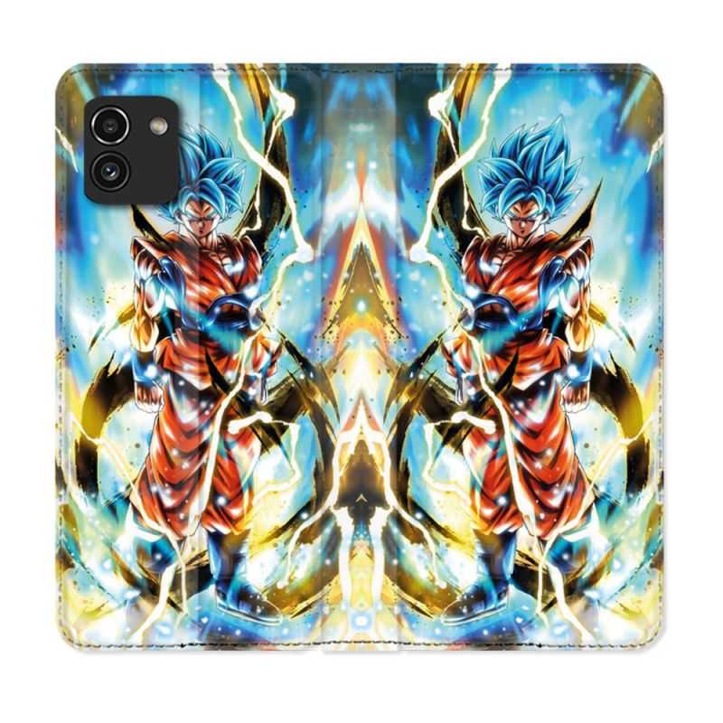 Housse Cuir Portefeuille pour Samsung Galaxy A03 Manga Dragon Ball Sangoku Blanc