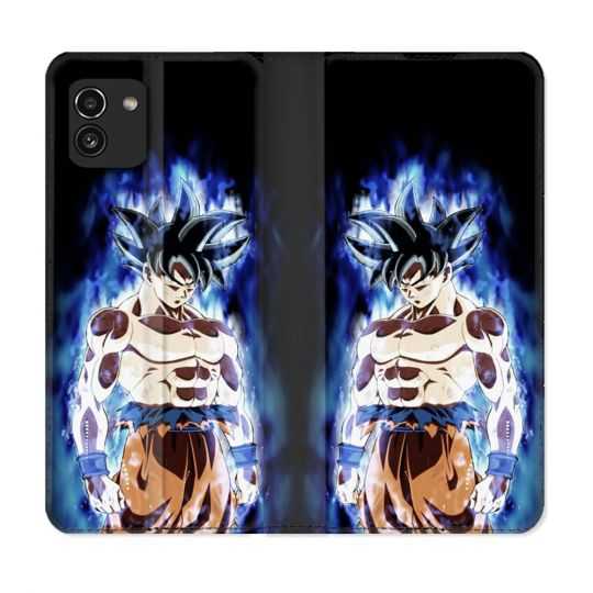 Housse Cuir Portefeuille pour Samsung Galaxy A03 Manga Dragon Ball Sangoku Noir