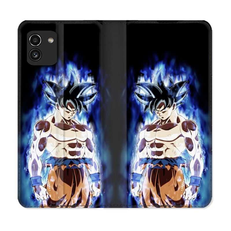 Housse Cuir Portefeuille pour Samsung Galaxy A03 Manga Dragon Ball Sangoku Noir