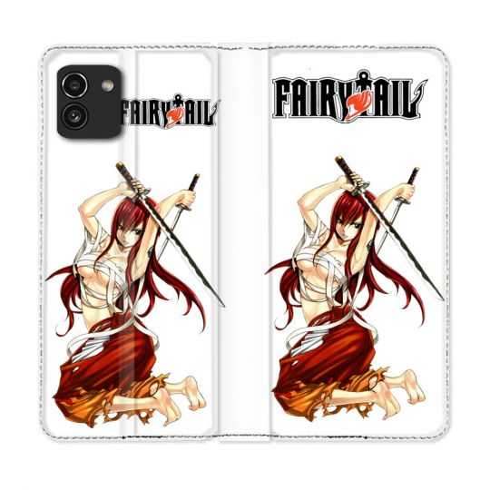 Housse Cuir Portefeuille pour Samsung Galaxy A03 Manga Fairy Tail Erza