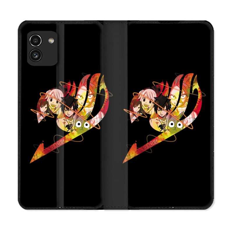 Housse Cuir Portefeuille pour Samsung Galaxy A03 Manga Fairy Tail Logo Noir