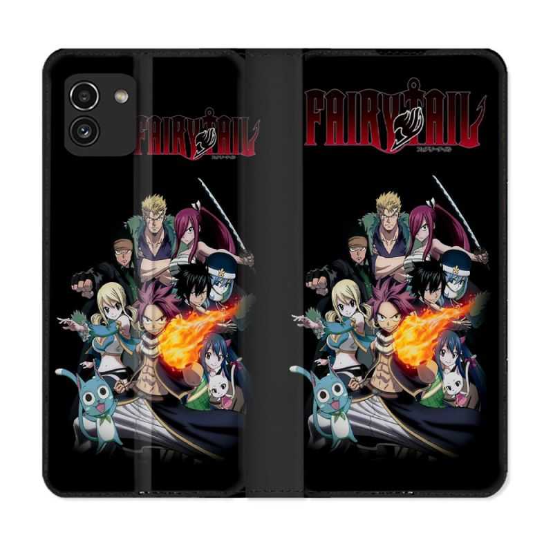 Housse Cuir Portefeuille pour Samsung Galaxy A03 Manga Fairy Tail Logo Team