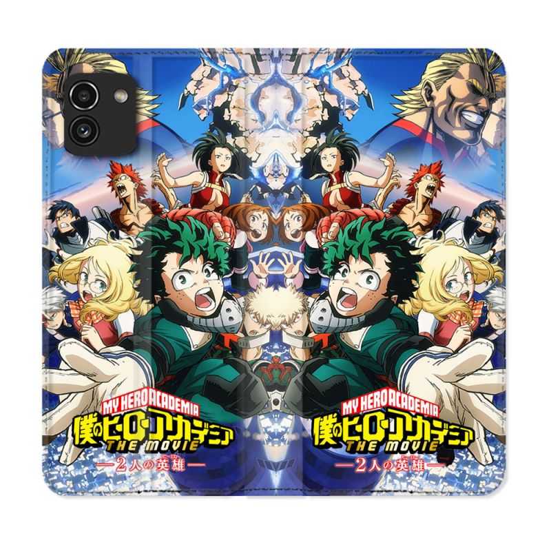 Housse Cuir Portefeuille pour Samsung Galaxy A03 Manga My Hero Academia Affiche