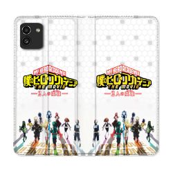 Housse Cuir Portefeuille pour Samsung Galaxy A03 Manga My Hero Academia Blanc