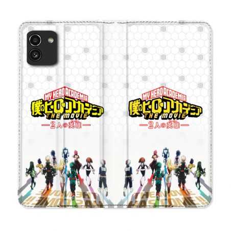 Housse Cuir Portefeuille pour Samsung Galaxy A03 Manga My Hero Academia Blanc