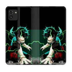 Housse Cuir Portefeuille pour Samsung Galaxy A03 Manga My Hero Academia Deku