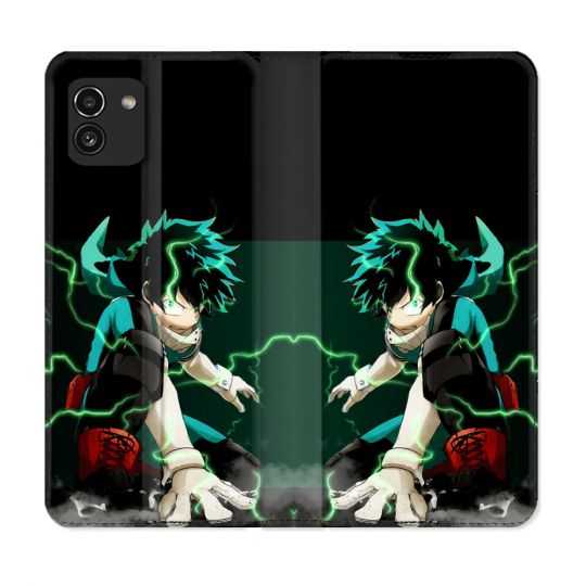 Housse Cuir Portefeuille pour Samsung Galaxy A03 Manga My Hero Academia Deku