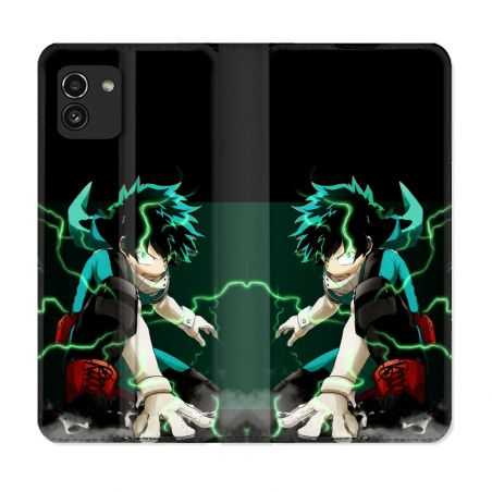 Housse Cuir Portefeuille pour Samsung Galaxy A03 Manga My Hero Academia Deku
