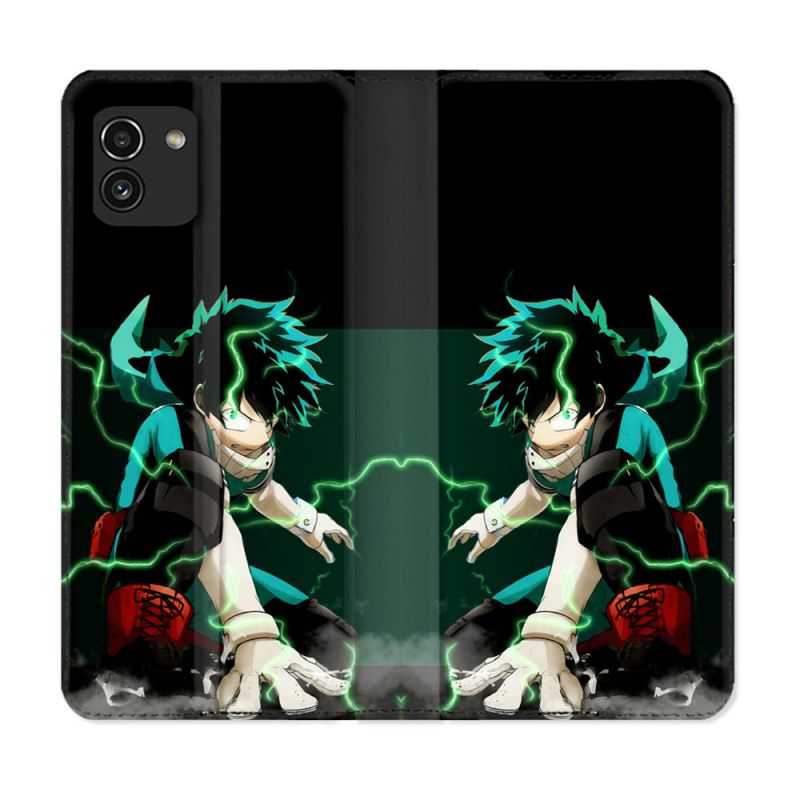 Housse Cuir Portefeuille pour Samsung Galaxy A03 Manga My Hero Academia Deku