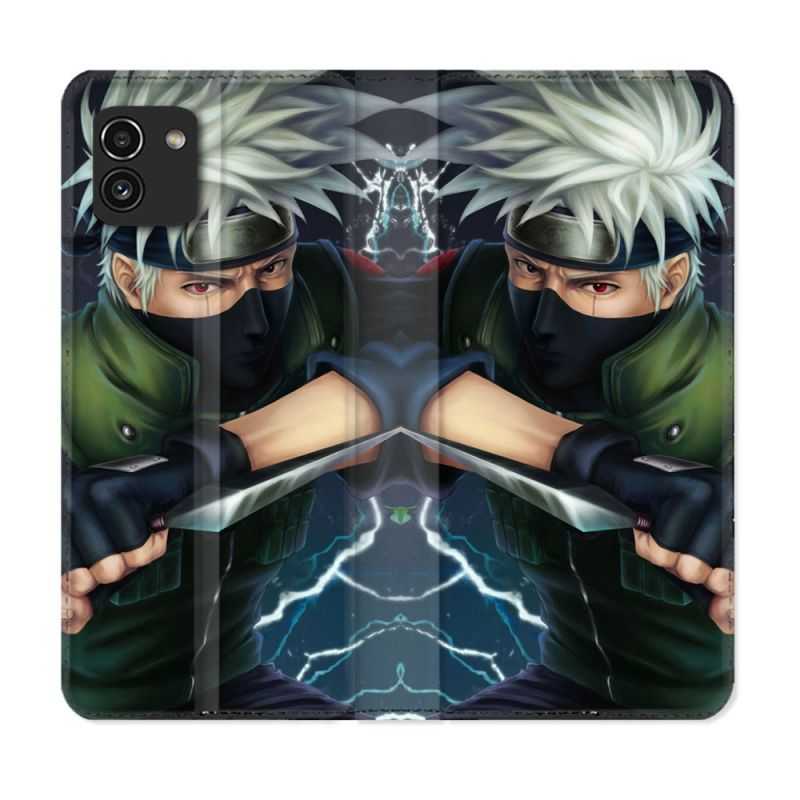 Housse Cuir Portefeuille pour Samsung Galaxy A03 Manga Naruto Kakashi