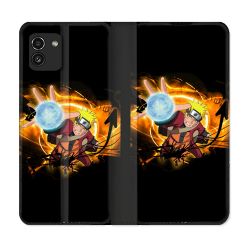 Housse Cuir Portefeuille pour Samsung Galaxy A03 Manga Naruto Noir