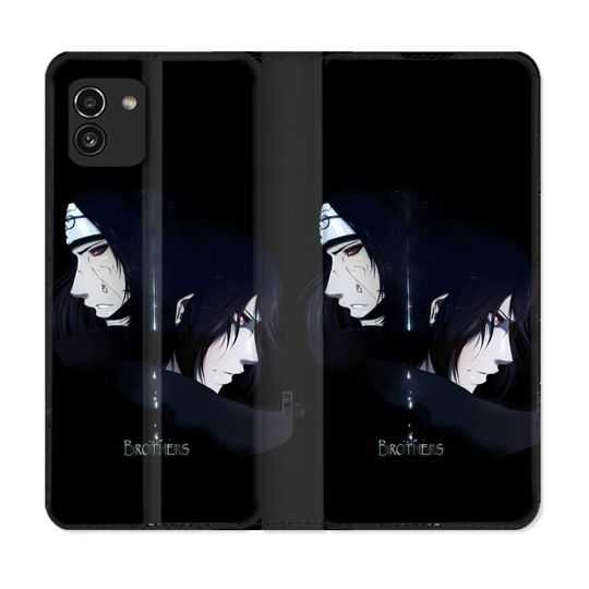 Housse Cuir Portefeuille pour Samsung Galaxy A03 Manga Naruto Sasuke Itachi