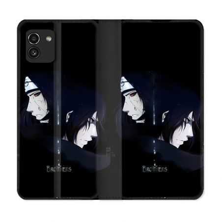 Housse Cuir Portefeuille pour Samsung Galaxy A03 Manga Naruto Sasuke Itachi