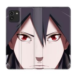 Housse Cuir Portefeuille pour Samsung Galaxy A03 Manga Naruto Sasuke visage
