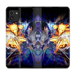 Housse Cuir Portefeuille pour Samsung Galaxy A03 Manga Naruto VS