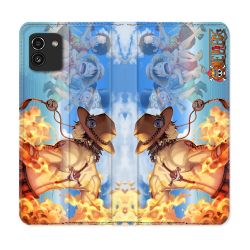 Housse Cuir Portefeuille pour Samsung Galaxy A03 Manga One Piece Ace Color