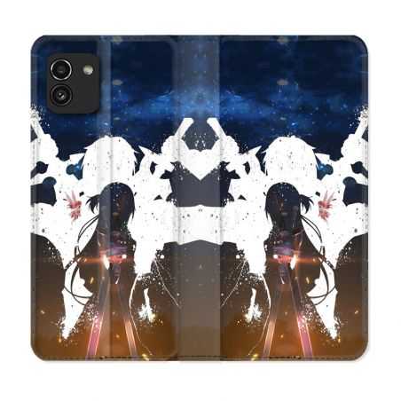 Housse Cuir Portefeuille pour Samsung Galaxy A03 Manga SAO sword Art Online Asuna