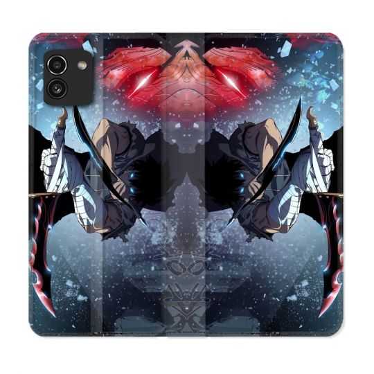 Housse Cuir Portefeuille pour Samsung Galaxy A03 Manga Solo Leveling Sung Epee