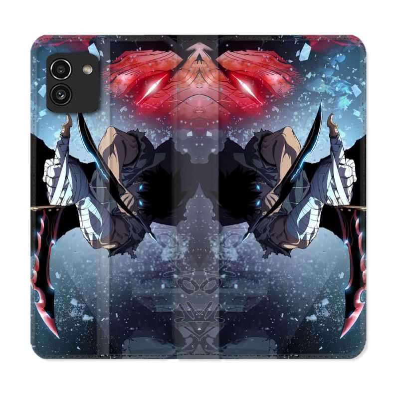 Housse Cuir Portefeuille pour Samsung Galaxy A03 Manga Solo Leveling Sung Epee
