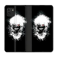 Housse Cuir Portefeuille pour Samsung Galaxy A03 Manga Tokyo Ghoul Kaneki Tag