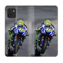Housse Cuir Portefeuille pour Samsung Galaxy A03 Moto Course GP Wheeling 46