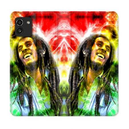 Housse Cuir Portefeuille pour Samsung Galaxy A03 Musique Bob Marley Color