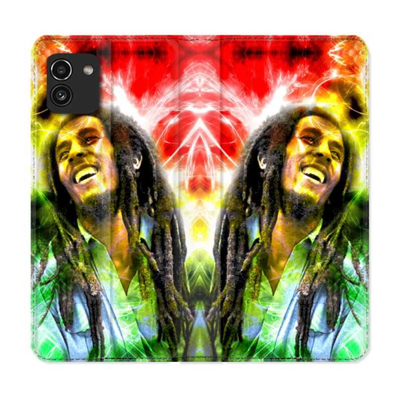 Housse Cuir Portefeuille pour Samsung Galaxy A03 Musique Bob Marley Color