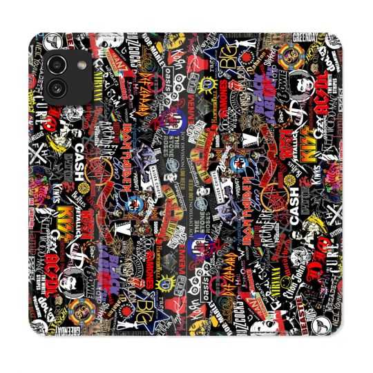 Housse Cuir Portefeuille pour Samsung Galaxy A03 Musique Rock Groupe