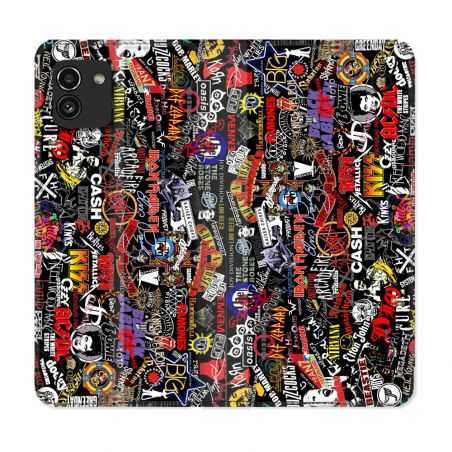 Housse Cuir Portefeuille pour Samsung Galaxy A03 Musique Rock Groupe