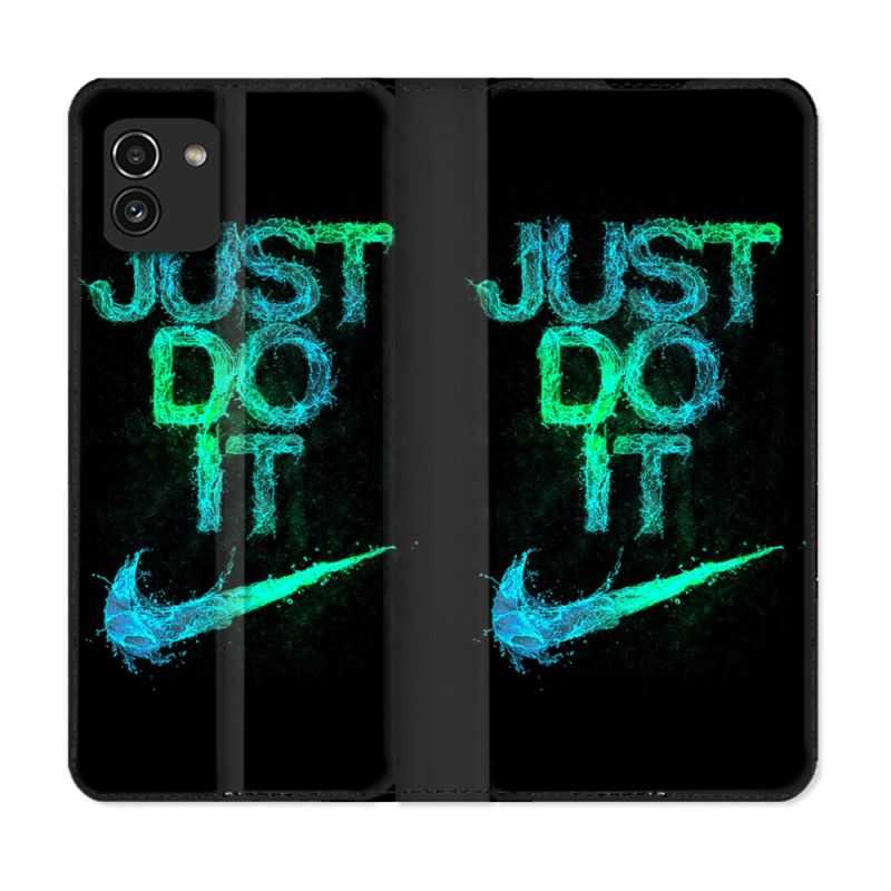 Housse Cuir Portefeuille pour Samsung Galaxy A03 Nike Just Do It