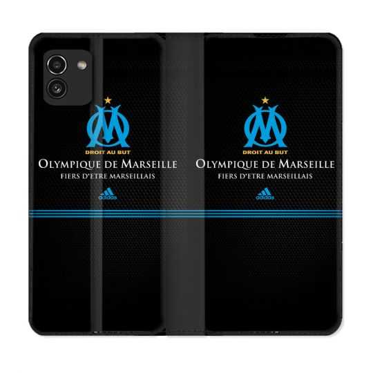 Housse Cuir Portefeuille pour Samsung Galaxy A03 Olympique Marseille OM Fier etre Marseillais