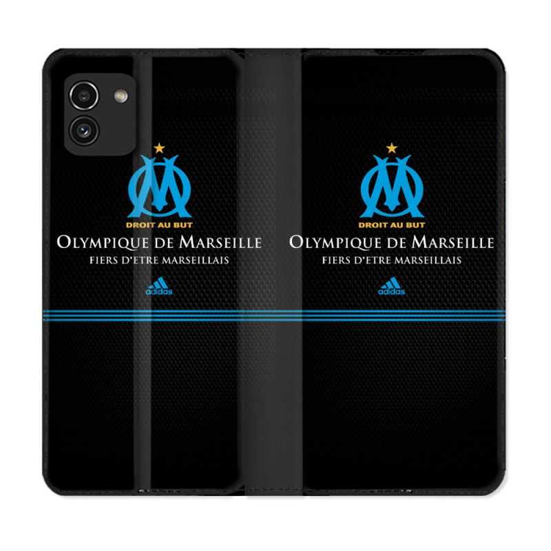 Housse Cuir Portefeuille pour Samsung Galaxy A03 Olympique Marseille OM Fier etre Marseillais